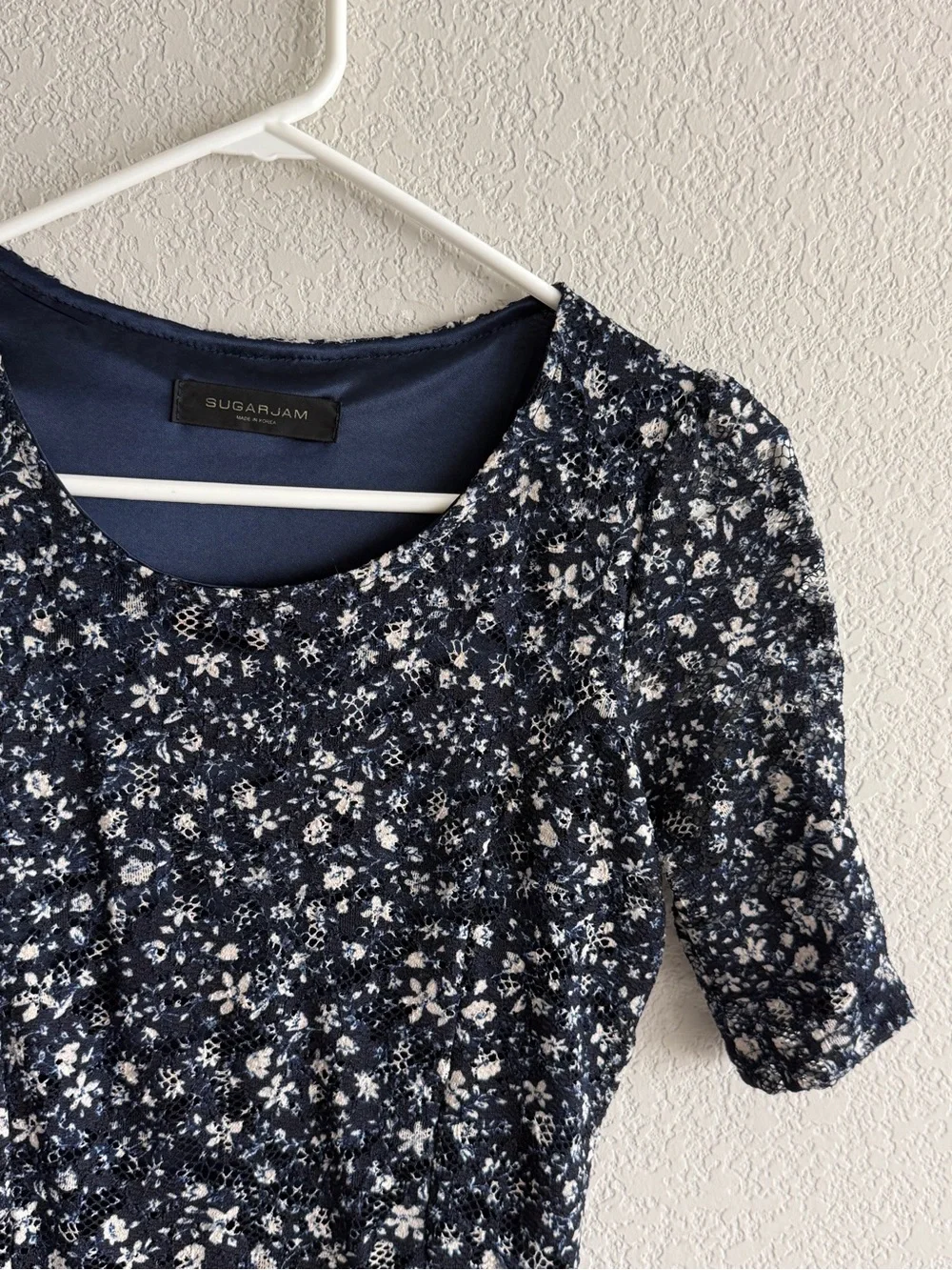 Navy Floral Short-Sleeve Mini Dress - Picture 3 of 6